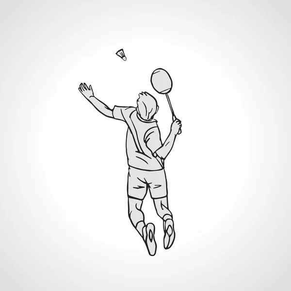Vektor-Illustration des Badmintonspielers. Handgezeichnet. — Stockvektor