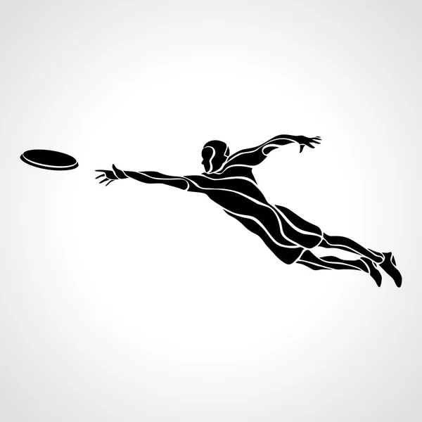 Deportista lanzando frisbee. Ilustración vectorial — Vector de stock