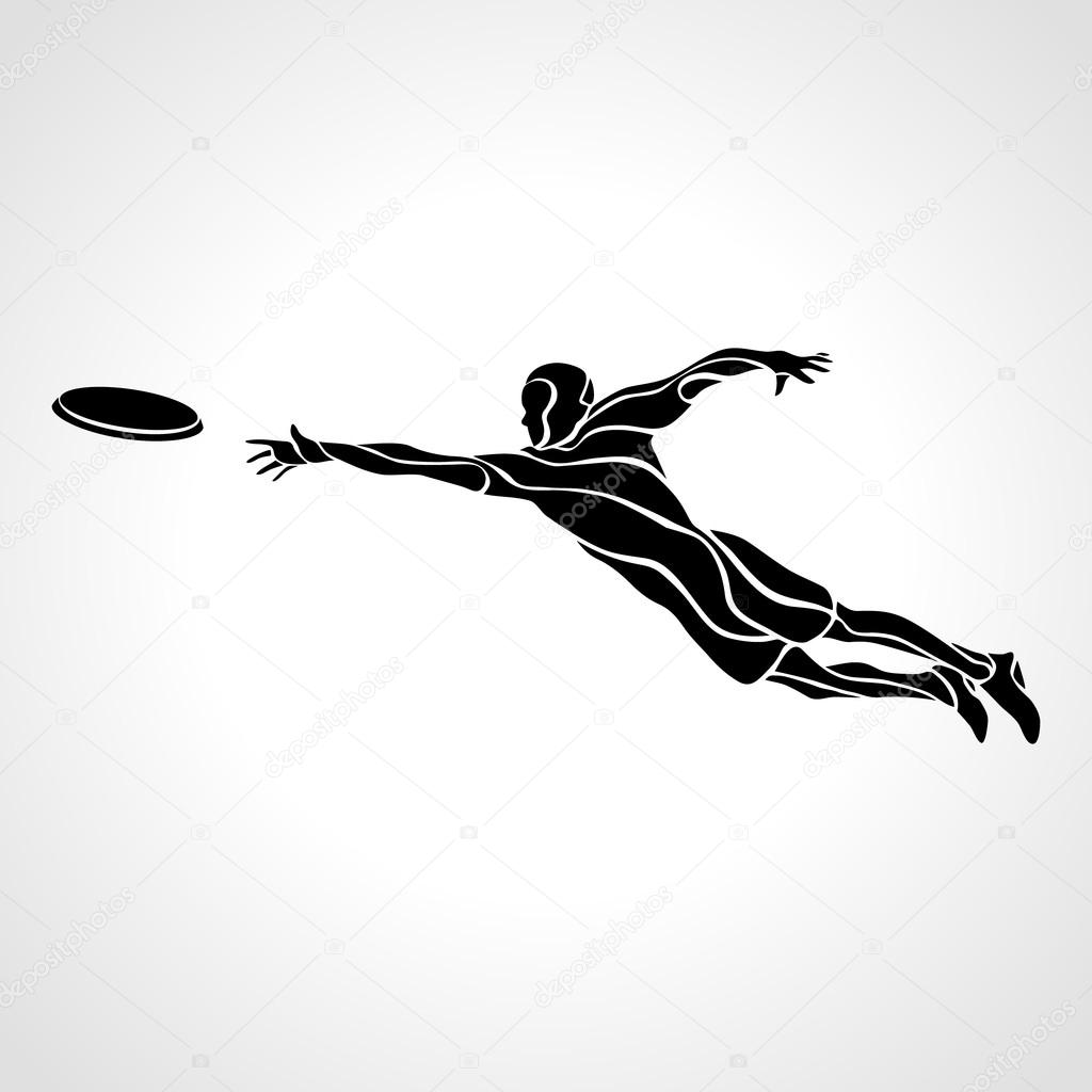 Sportsman throwing frisbee. Vector illustration