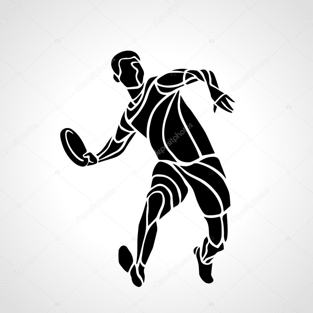 Sportsman throwing frisbee. Vector illustration