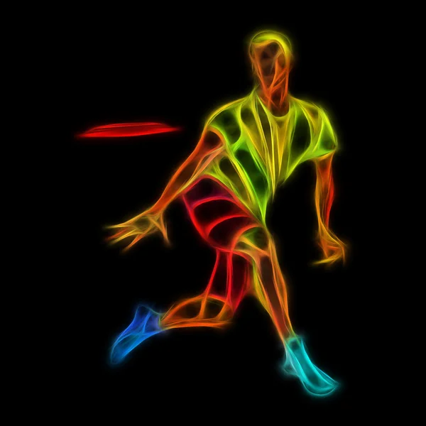 Sportsman throwing frisbee. Colorful illustration — Stock Photo, Image