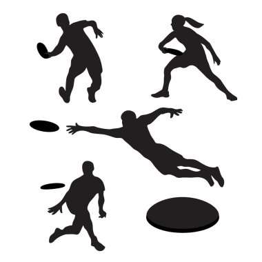 Ultimate frisbee 4 siluetleri oynarken erkekler