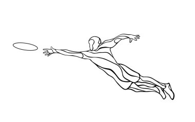 Frizbi atma sporcusu. Vektör çizim