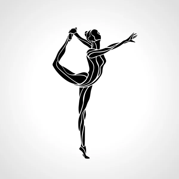 Silhouette of gymnastic girl. Art gymnastics dancing woman — Stock Vector