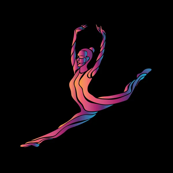 Silhouette de couleur créative de fille gymnastique. Gymnastique artistique — Image vectorielle