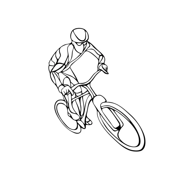 Streszczenie sylwetka rowerzysty. Czarny rower rowerzysta logo — Wektor stockowy