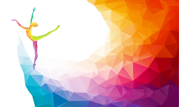 Çok renkli sırtında yaratıcı jimnastik kızı silueti