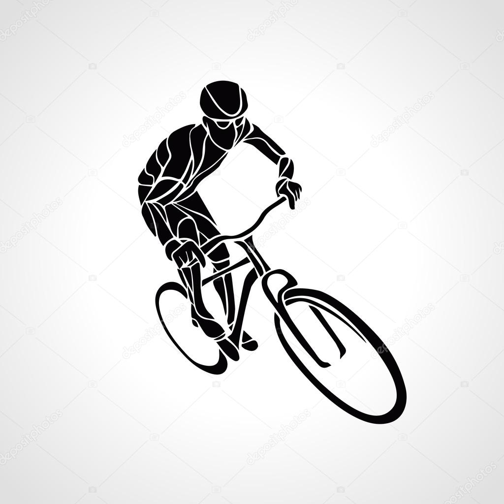 Abstract silhouette of bicyclist. Black bike cyclist logo