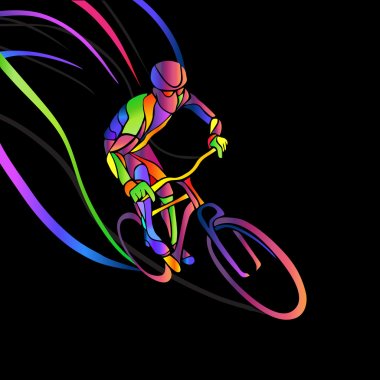 Professional cyclist involved in a bike race. clipart
