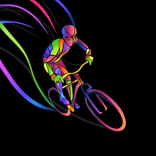 Ciclista profesional involucrado en una carrera de bicicletas . — Vector de stock