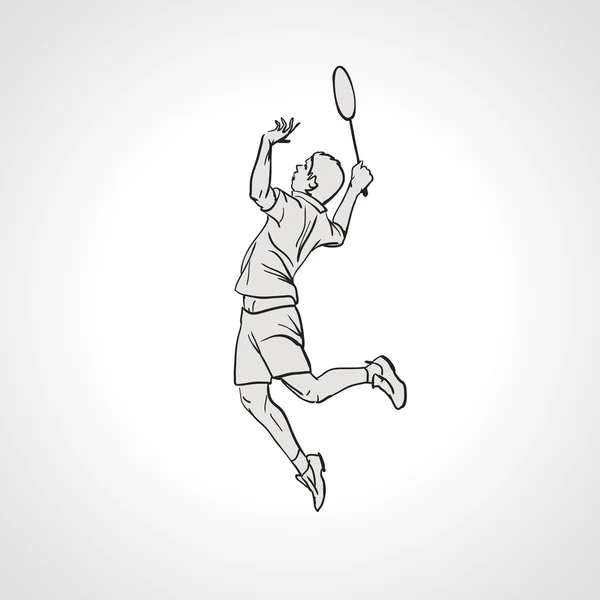 Ilustração vetorial do jogador de Badminton. Desenhado à mão . — Vetor de Stock