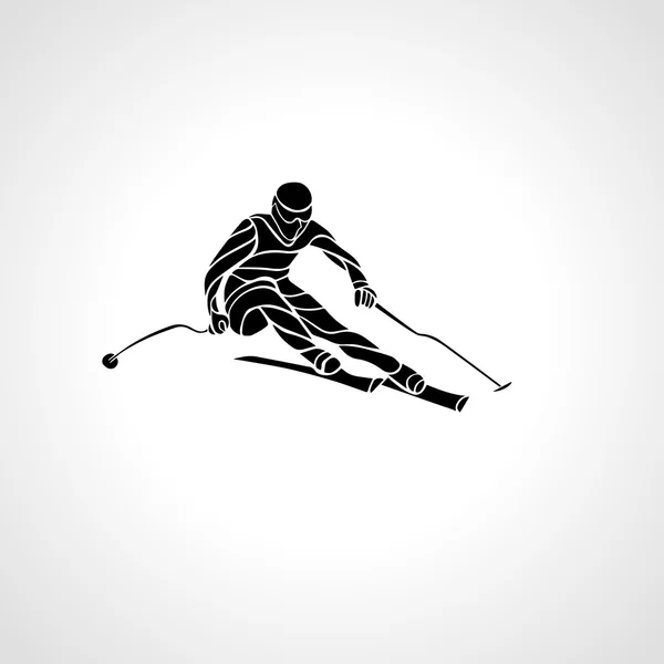 Reuzenslalom alpineskiër silhouet. Vectorillustratie — Stockvector