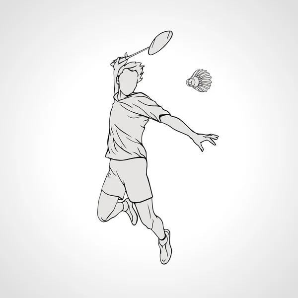 Vektor-Illustration des Badmintonspielers. Handgezeichnet. — Stockvektor