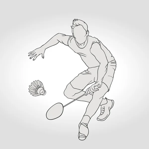 Vektor-Illustration des Badmintonspielers. Handgezeichnet. — Stockvektor