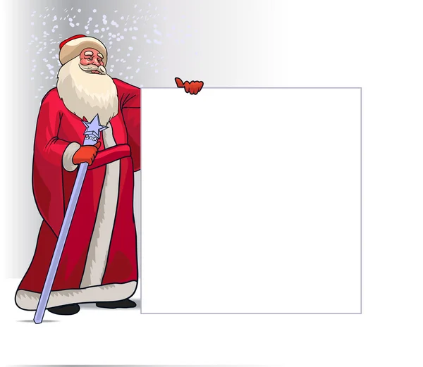 Carattere del fumetto di Babbo Natale per Natale Holding Blank Board — Vettoriale Stock