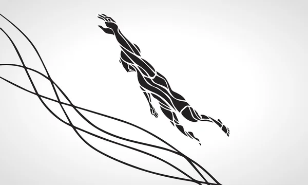 Serbest stil yüzücü kadın silueti. Spor Yüzme — Stok Vektör
