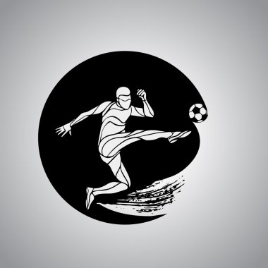Soccer player kicks the ball. The colorful vector logo sticker on black background. vector Soccer player kicks the ball. The colorful vector logo sticker on black background. vector