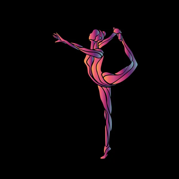 Creatieve silhouet van gymnastische meisje. kunst gymnastiek — Stockvector