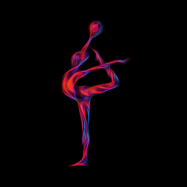 Silhouette créative de fille gymnastique. Gymnastique artistique avec balle — Photo