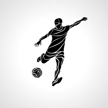 Soccer or football player kicks the ball. Vector silhouette vector Soccer or football player kicks the ball. Vector silhouette vector