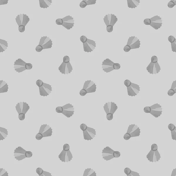 シームレスな灰色バドミントン ボール パターン、羽根シームレス背景 — ストックベクタ