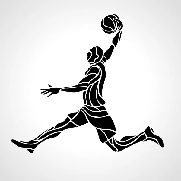 Basketbalista. Slam Dunk silueta — Stockový vektor