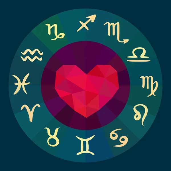 Horoscope amoureux des signes du zodiaque — Image vectorielle