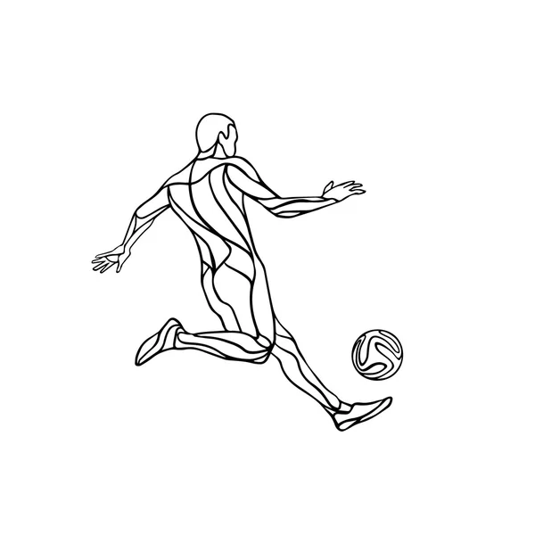 Fútbol o futbolista silueta en blanco y negro con pelota — Archivo Imágenes Vectoriales