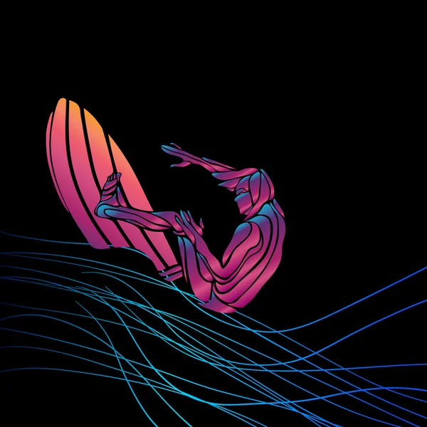 Silhouette créative du surfeur — Image vectorielle