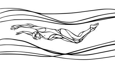 Kelebek yüzücü siluet. Spor Yüzme