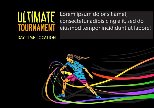 Ultimative Frisbee Sport Einladungsplakat oder Flyer Hintergrund mit Leerraum, Bannervorlage — Stockvektor