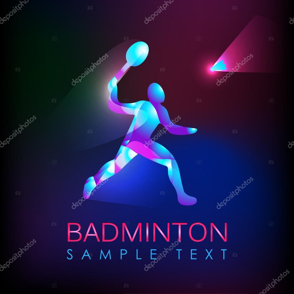 Badminton logo. Logo for the game in badminton sports. Abstract professional badminton player. Silhouette of a badminton player, vector illustration