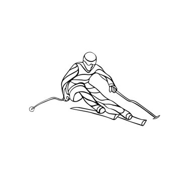 Büyük Slalom Kayak Racer siluet. Vektör çizim