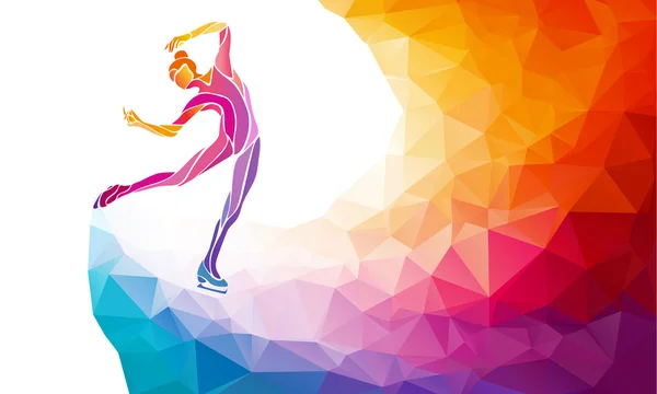 Buz pateni kız çok renkli arka yaratıcı silüeti