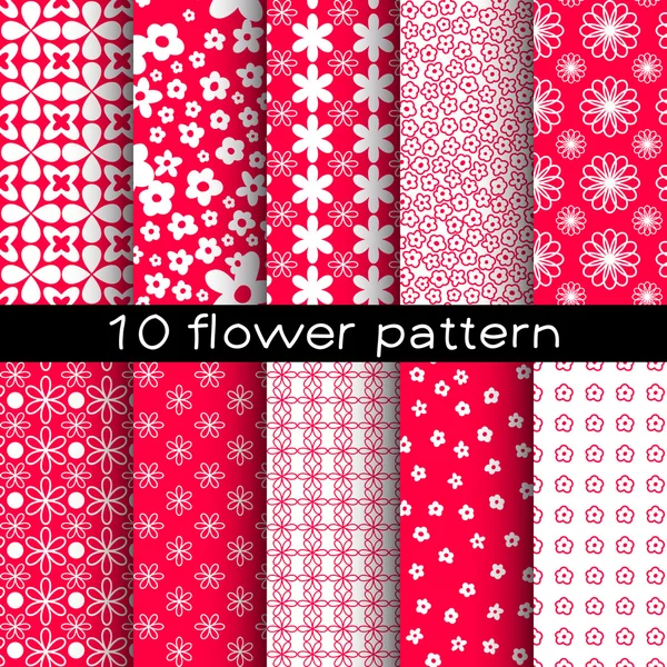 10 diferentes patrones sin costura vector de flores . — Vector de stock