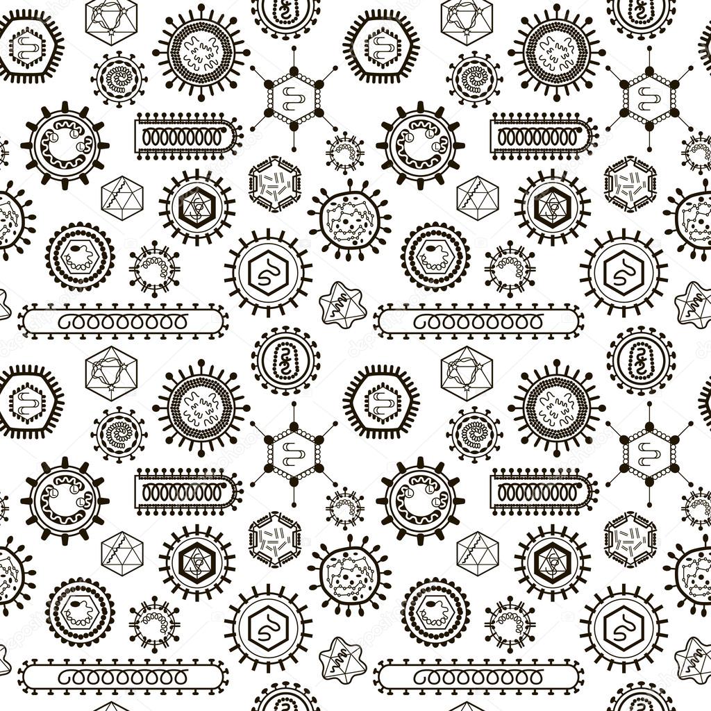 Seamless pattern with viruses.