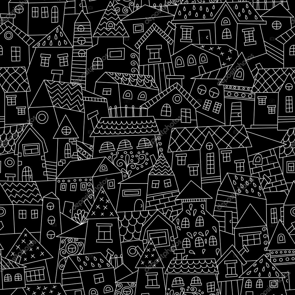Doodle hand drawn town seamless pattern. Stock Vector Image by  ©Marina_Mandarina #102883674