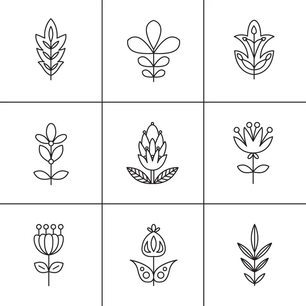 Set of flower graphics. — Stock Vector