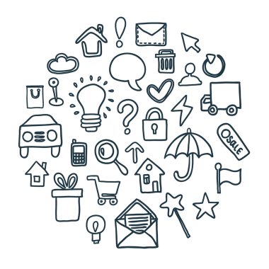 elle çizilmiş simgeler koleksiyonu.