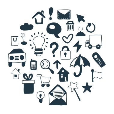 elle çizilmiş simgeler koleksiyonu.