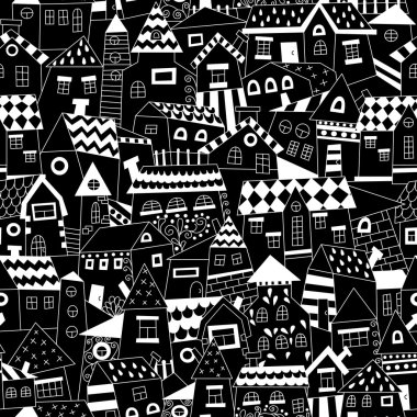 Elle çizilmiş kasaba seamless modeli doodle.