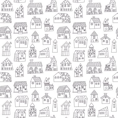 Elle çizilmiş kasaba seamless modeli doodle.