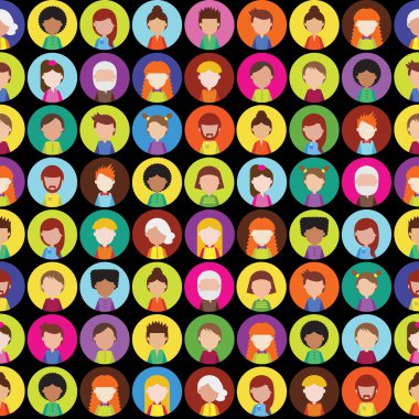 Yuvarlak düz insanların avatarları ile Seamless Modeli.