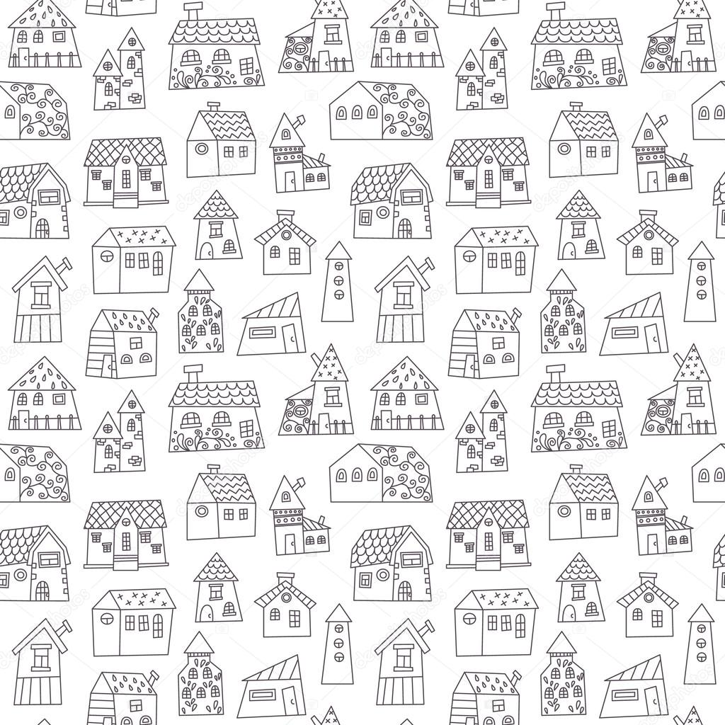 Doodle hand drawn town seamless pattern. Stock Vector Image by ©Marina ...