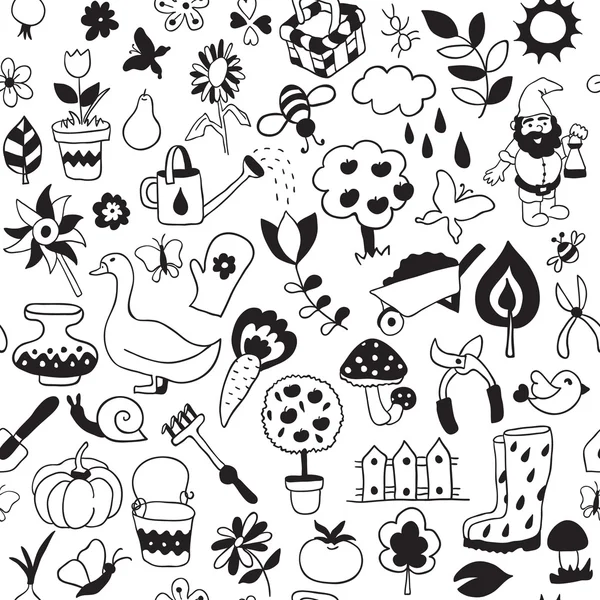 Seamless pattern of gardening objects. — Stock Vector