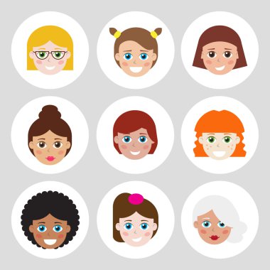 Avatarlar, web için düz simgeler kümesi.