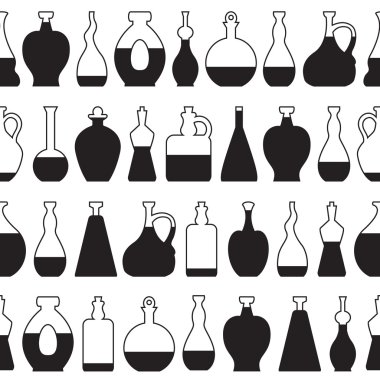 Şarap şişeleri ile sorunsuz vektör desen.