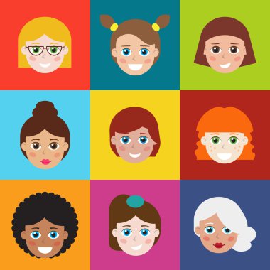 Avatarlar, web için düz simgeler kümesi.