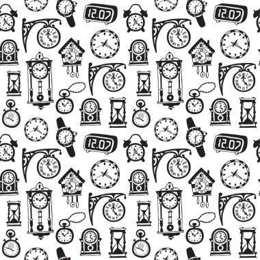 Doodle saatler ve saatler ile Seamless Modeli.