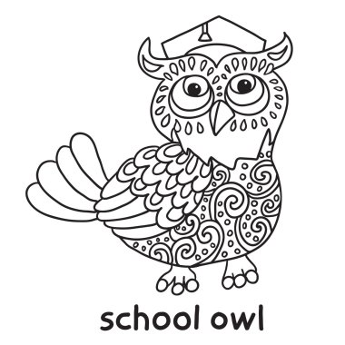 Okula dönüş. Sevimli okul baykuş.